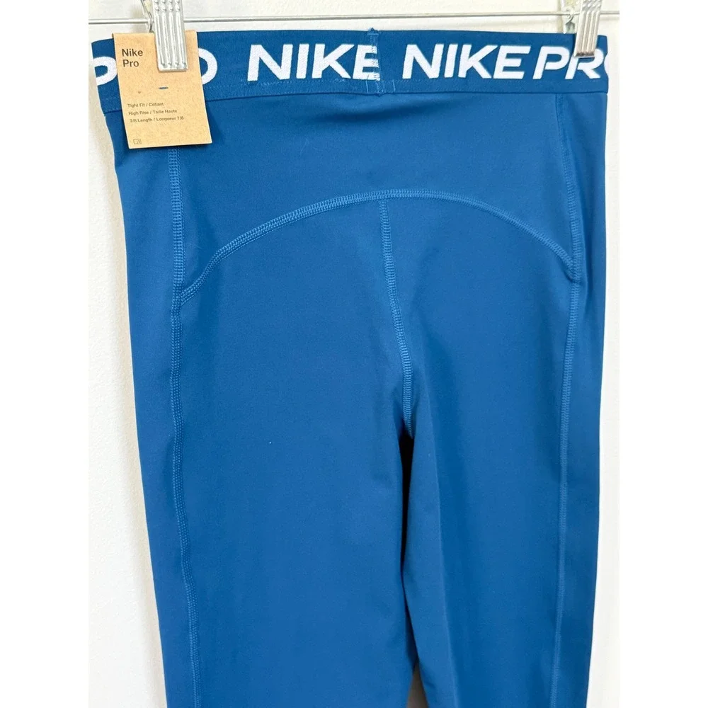 Nike Pro Women's‎ High Rise 7/8 length Training Tight Fit Leggings Blue Sz M NEW